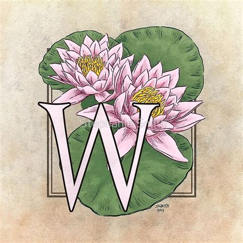 This Monogram Art Features The Water Lily A Fantastic Floating Flower