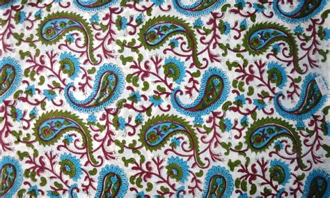 Indian 100 Cotton Hand Block Print Natural Dyed Paisley Print Etsy