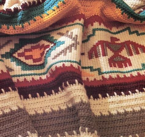 Native American Summer Crochet Blanket Pattern Instant Etsy Indian