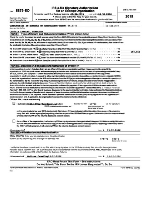 Form 8879 Irs E File Signature Authorization Printable Pdf Download