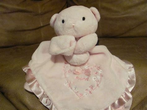 Carters Just One Year Pink Teddy Bear Sweet Rattles Pink Satin Security