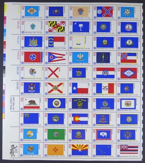 United States Bicentennial 50 State Flags Sheet United States 1976