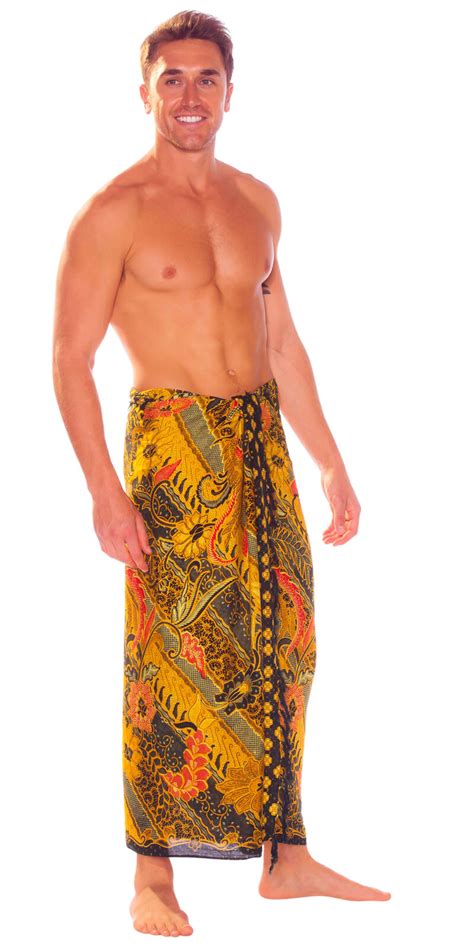 1 world sarongs mens sarong with traditional motif brown green lavalava toga ebay
