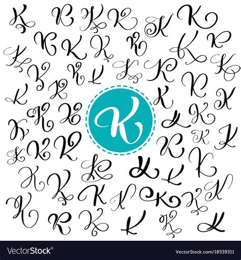 Set Of Hand Drawn Calligraphy Letter K Royalty Free Vector
