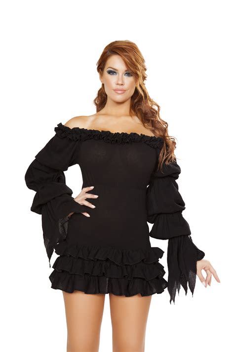 Ruffled Pirate Dress With Sleeves And Multi Layered Skirt