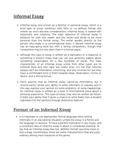The background they provide before getting into their own study results. Informal Essay - How to Write an Informal Essay