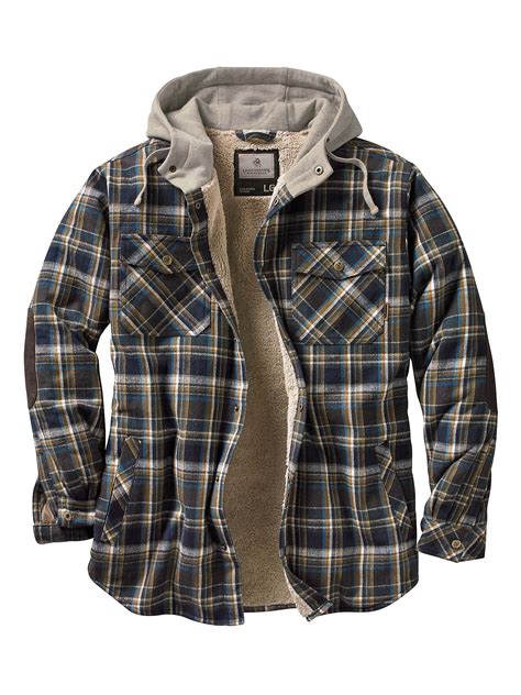 Legendary Whitetails Mens Camp Night Berber Lined Hooded Flannel Shirt