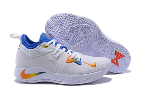 Home / products tagged paul george shoes release 2020. Nike PG 2 White Blue Orange Paul George Basketball Shoes