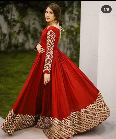 Long Gown Indian New Red Kurti Bollywood Pakistani Women Designer Gown