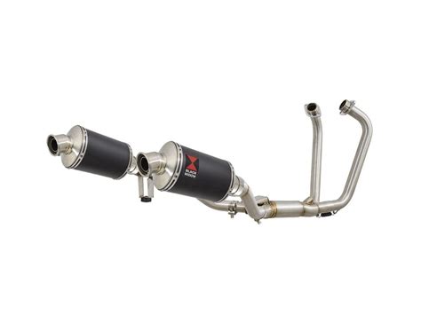 Twin Exhaust System Mm Oval Black Stainless Silencer Suzuki Gw