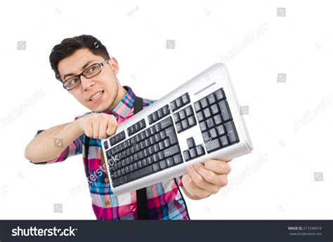 Computer Nerd Keyboard Isolated On White Stock Photo 217299919