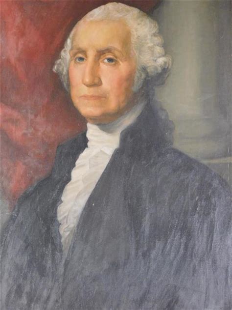 Lot George Washington Portrait Oil On Canvas Washington From The Waist Up In Simple Black