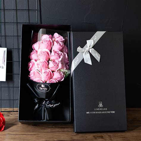 18朵香皂玫瑰花束礼盒情人节创意生日礼品送女友仿真玫瑰肥皂花 阿里巴巴