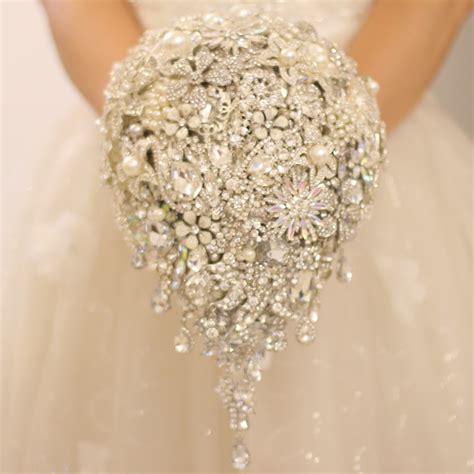 Silver Brooch Bouquet High End Custom Wedding Bridal Bouquets Crystal