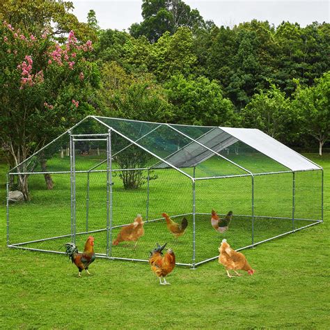 Toetol Extra Large Metal Chicken Coop Walkin Poultry Cage Hen Run House Rabbits Habitat Cage
