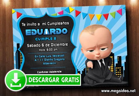 Invitación Digital Jefe en Pañales GRATIS Baby Boss Invitation Robnei