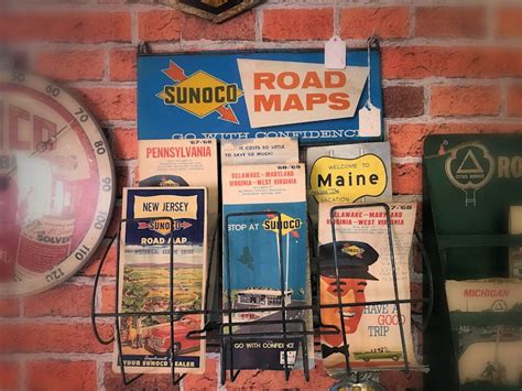 1960s Sunoco Gas Station Map Rack And Maps The Old Collectors Garage