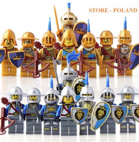 Set 16 Pcs Minifigures Lego Moc Medieval Knights Castle Kingdoms Blue