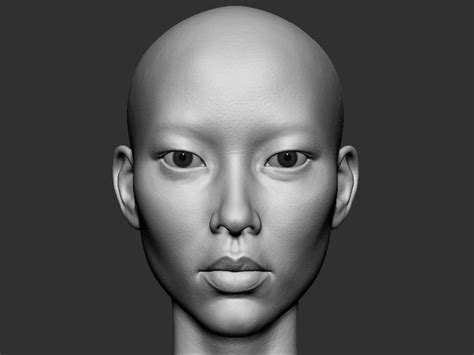 3d Model Realistic Female Asian Head Vr Ar Low Poly Cgtrader
