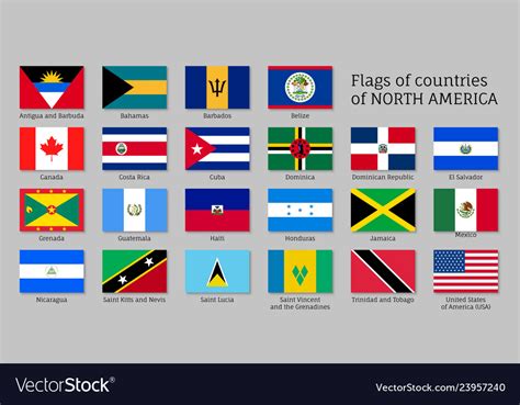 National Countries Flags North America Royalty Free Vector