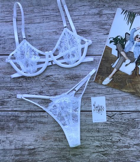 Lace Lingerie Set See Through Lingerie Open Cup Bra Sheer Etsy