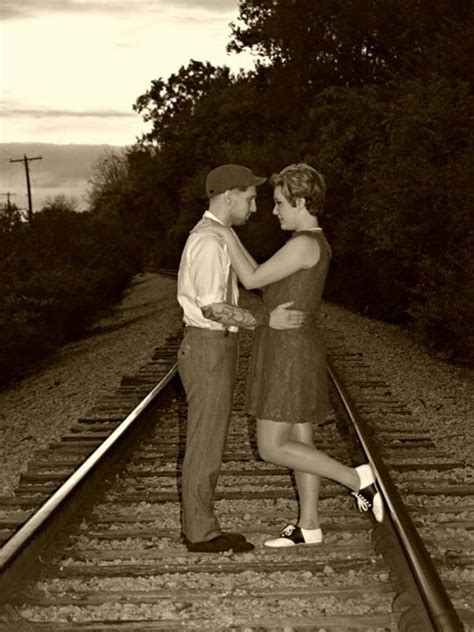 Our Vintage Inspired Engagement Pictures On The Railroad Tracks At Sunset In Medina Ohio