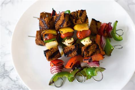 Bryant terry's grilled vegetable and tofu kebabs. Tofu Veggie Skewers | Recipe | Veggie skewers, Tofu, Vegetarian recipes