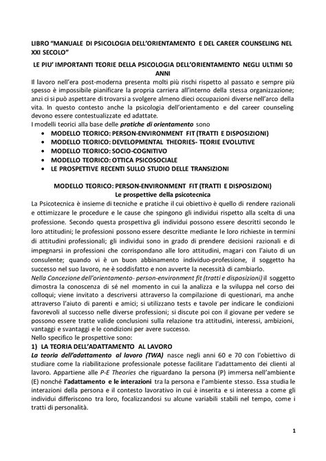 Manuale Di Psicologia Dell Orientamento E Del Career Counseling