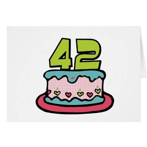42 Year Old Birthday Cake Greeting Card Zazzle