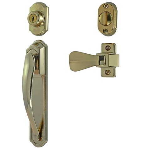 Ideal Security Bright Brass Coated Zinc Storm Door Pull Handle With Key