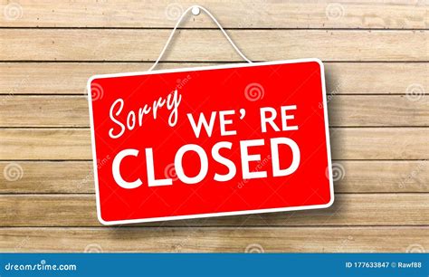 Sorry We Are Closed Sign On Wooden Background Stock Image Image Of