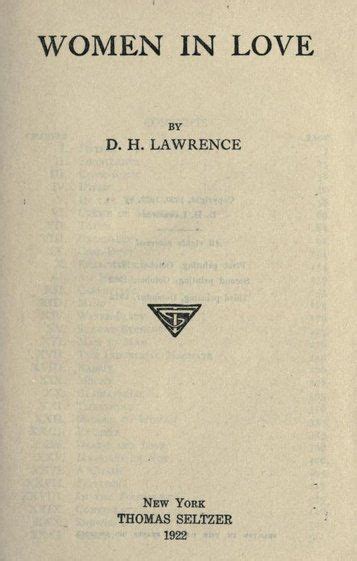 Women In Love Lawrence D H Lawrence Love