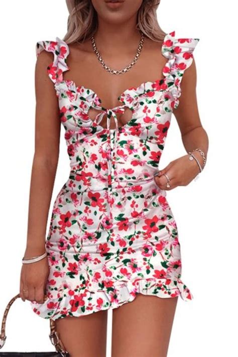 Short Beach Dresses Short Mini Dress Mini Wrap Dress Floral Mini