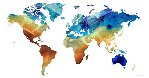 Colorful World Map 27 Sharon Cummings Painting By Sharon Cummings