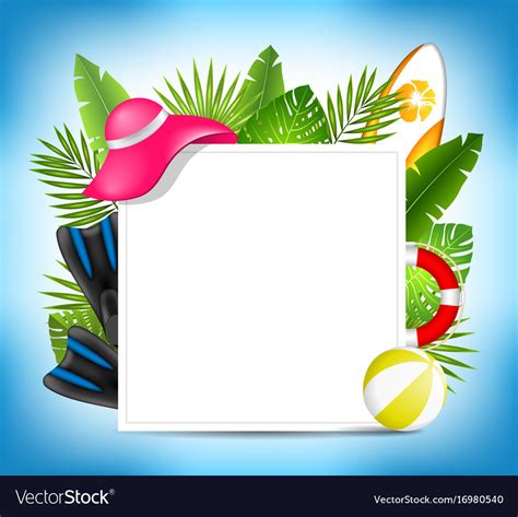 Tropical Summer Design Card Template With Beach Vector Image