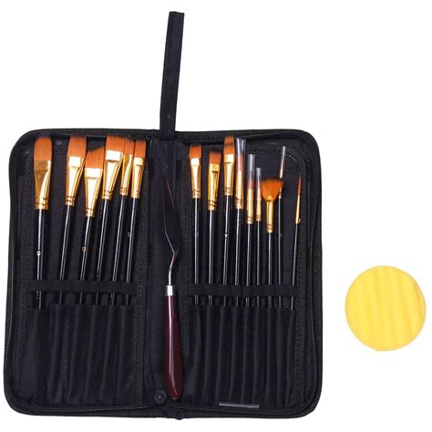 15pcs Artist Paint Brush Set Nylon Art Paint Brushes With Case For