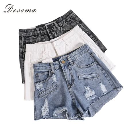 dosoma casual women s shorts jeans new summer fashion high waist scratches ripped loose hole
