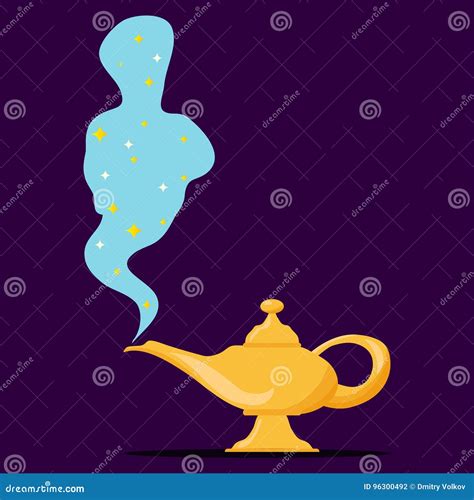 Lampada Aladdin Con Gin La Lampada Magica Di Aladdin Illustrazione Di Stock Illustrazione Di