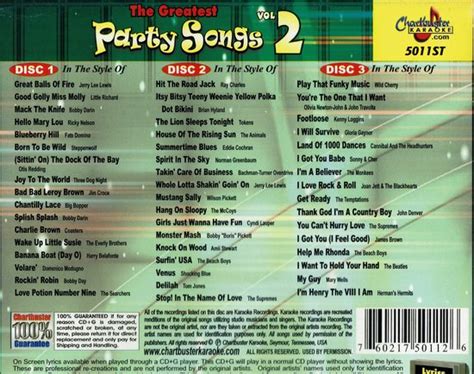 chartbuster karaoke greatest party songs vol 2 karaoke cd album muziek
