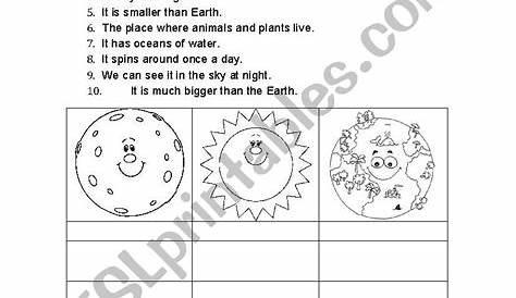 sun earth moon worksheet