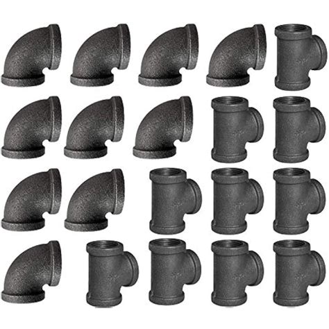 34 Pipe Fitting Tee And Elbow 20 Pack Threaded Cast Black Malleable