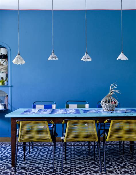 Peinture murale bleu majorelle inspiration cuisine. Peinture murale : 20 inspirations pour un intérieur trendy ...