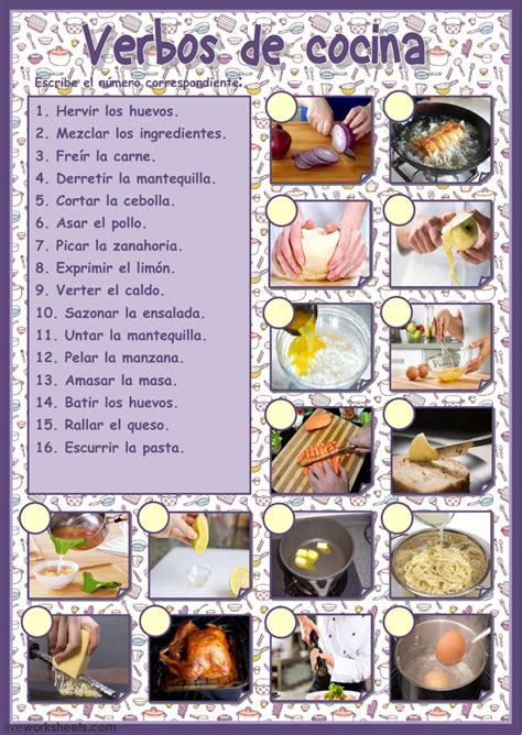 Verbos De Cocina Vocabulario De Cocina Worksheet