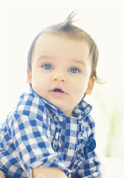 Cute Little Baby Baby Could Be Boy Girl Has Blue Eyes Stock Photos