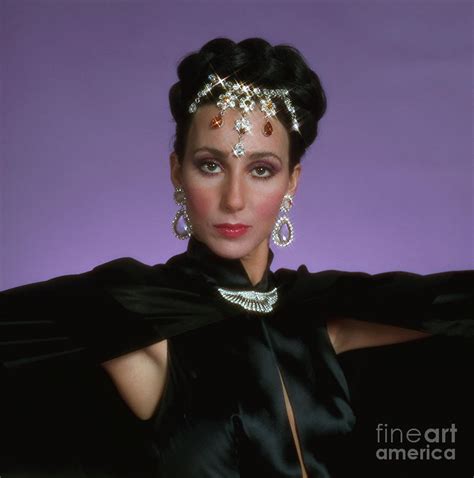 Cher Bono In Black Satin And Jewels By Bettmann