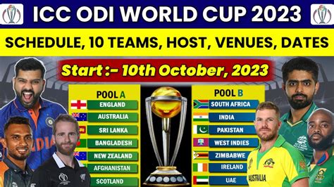 Icc Cricket World Cup Schedule Fixtures Time Table Points Table Odi Match Dates Venues