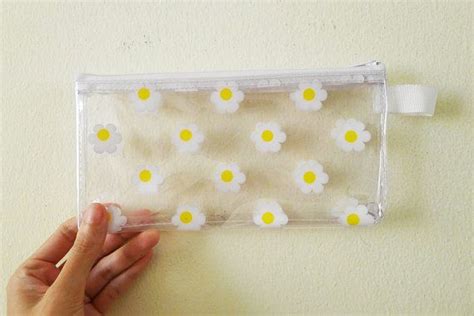 White Daisy Clear Pvc Zipper Pencil Casepencil By Paperpurr Items
