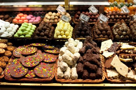 Famous Sweet Candy Market Confectionery At Boqueria Market Place In