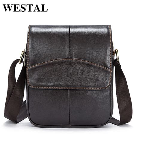 Westal Messenger Bag Men Leather Bag Male Genuine Leather Men Bags Fashion Shoulder Crossbody