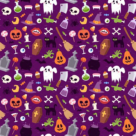 Halloween Seamless Pattern Vector Decorative Illustrations Creative